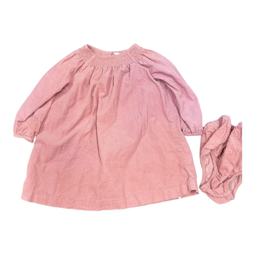 Ralph Lauren Pink Smocked Corduroy A-Line Dress